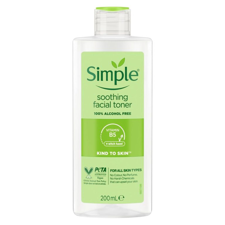 تونر تسکین دهنده و پاک کننده صورت سیمپل simple مدل SOOTHING مناسب پوست حساس حجم 200 میل