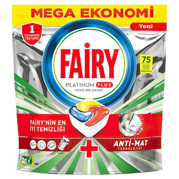 قرص ماشین ظرفشویی فیری مدل پلاتینیوم بسته 75 عددی